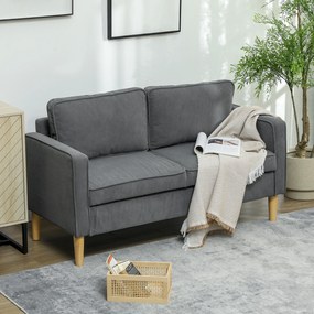 HOMCOM Canapea Modernă de 2 Locuri cu 2 Perne Detașabile, Spațiu de Depozitare și Picioare din Lemn, 140x63x79 cm, Gri | Aosom Romania