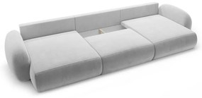 Colțar gri deschis extensibil/cu spațiu de depozitare cu tapițerie din catifea (în formă de "U") Tonale – Cosmopolitan Design