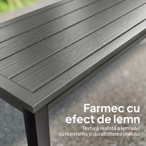 Outsunny Bancă de grădină cu 2 locuri, 130x34x43 cm, gri | Aosom Romania