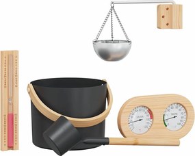 vidaXL Set de accesorii pentru saună 5 pcs Negru