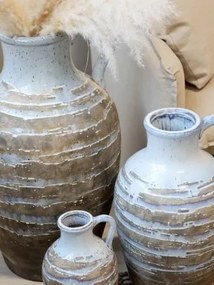 Vază decorativă cu mâner, stil rustic artizanal, culoare naturală teracotă, din ceramică, „Aurelia”