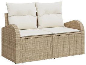 vidaXL Set de canapea pentru grădină, 8 piese, cu perne bej din rattan poliester