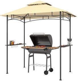 Outsunny Grillpavillon cu LED 240 x 150 x 258 cm rezistent la apă, ignifug, Pavilion de grădină cu acoperiș dublu | Aosom Romania