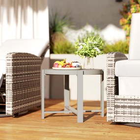 Outsunny Masă laterală rotundă pentru grădină/balcon, aluminiu rezistent la intemperii, aspect marmură, gri | Aosom Romania