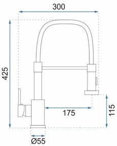 REA-B0417 - Baterie pentru chiuvetă COLIN, cu pulverizator extractibil, 42,5 cm, finisaj nichel
