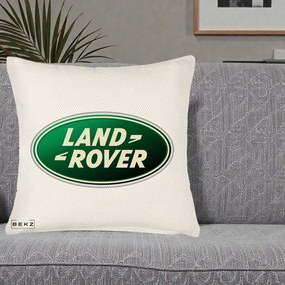 Perna Personalizata cu emblema Land Rover, 40x40 cm, Crem Reliefat, Husa Detasabila, Perna Inclusa, BEKZ®