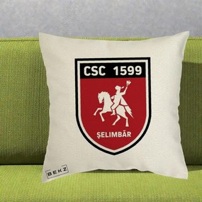 Perna Personalizata CSC 1599 Selimbar Fotbal, 40x40 cm, Ecru, Husa Detasabila, Perna Inclusa, BEKZ®