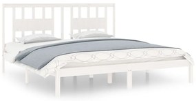 3104084 vidaXL Cadru de pat, alb, 200x200 cm, lemn masiv de pin