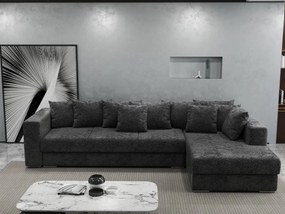 Colțar extensibil dumonde cu ladă de depozitare si sezut confortabil din spuma high-density, Gloria Euphoria Black II 320x183 cm