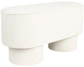 Bancă albă cu tapițerie din țesătură bouclé Marcos – White Label