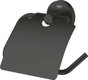 Suport hartie igienica negru mat cu aparatoare Grohe Essentials