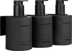Dozatoare de săpun lichid negre 3 buc. de montat pe perete din sticlă 350 ml Kirei – Blomus