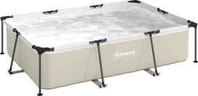 Outsunny Piscină Tubulară Dreptunghiulară cu Pompă de Filtrare 3701L din PVC cu 3 Straturi 316x238x66,5cm Gri | Aosom Romania