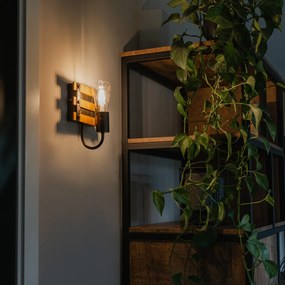 Aplică industrială neagră cu lemn - Paleta Mai