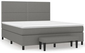 3136534 vidaXL Pat box spring cu saltea, gri închis, 180x200 cm, textil