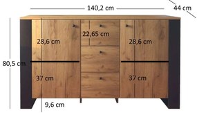 Comodă Wayne (Stejar craft auriu). 1053384