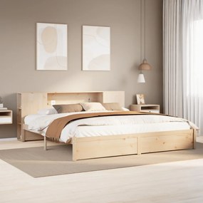 vidaXL Pat cu bibliotecă fără saltea, 180x200 cm, lemn masiv de pin