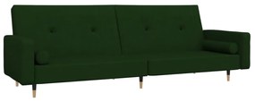 337335 vidaXL Canapea extensibilă cu 2 locuri, 2 perne, verde închis, catifea