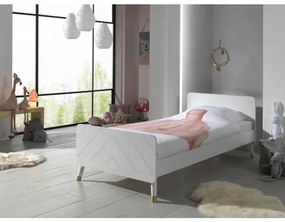 Pat Single pentru Copii, 90x200 cm, Alb Satinat (Pin Masiv și MDF) – Billy – Vipack