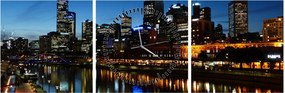 Tablou cu noaptea în Melbourne (cu ceas) (90x30 cm)