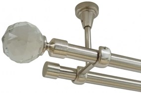 Galerie dubla kula crystal fara inele prindere tavan 19/19 mm inox (Alege marime: 240 cm)