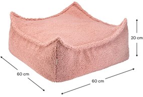 Fotoliu puf pentru copii roz cu tapițerie din țesătură bouclé Square – Wigiwama