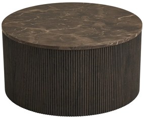 Măsuță de cafea maro închis rotundă cu blat cu aspect de marmură ø 80 cm Rota – House Nordic