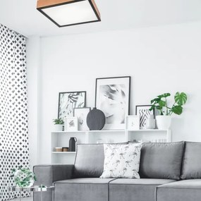 Plafonieră OAK SQUARE 4xE27/15W/230V 48x48 cm stejar/negru