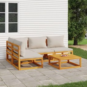 vidaXL Set mobilier grădină, perne gri deschis, 5 piese, lemn masiv