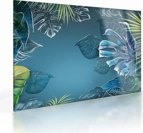 Tablou pe sticlă - Frunzele plantelor tropicale (70x50 cm)
