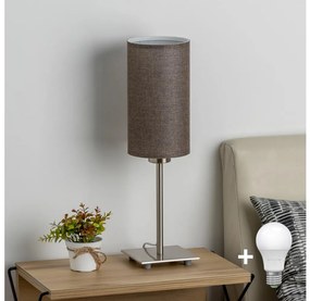 Lampă LED de masă Eglo TUNJA 1xE27/60W/230V 26,5 cm crom mat/maro