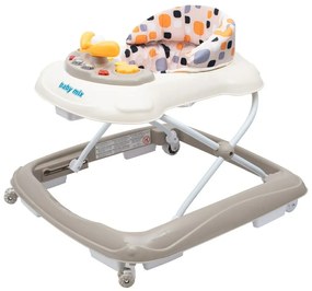 Baby Mix Walker pentru copii cu volan și roți dinsilicon, bej, 50 x 44 x 50 cm