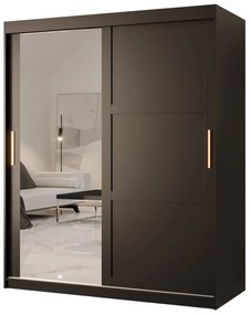 Dulap de haine Riven 2 150 (mat negru) (cu oglindă). 1064176