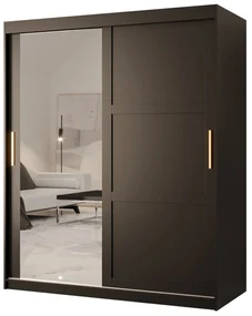 Dulap de haine Riven 2 150 (mat negru) (cu oglindă). 1064176