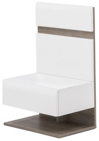 Noptieră, albă extra luciu ridicat HG/stejar sonoma truflu închis, LYNATET TYP 95
