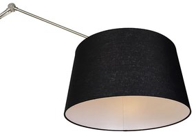 Lampa de podea moderna din otel cu abajur din in negru 45 cm - Editor