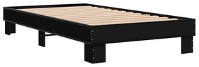 845877 vidaXL Cadru de pat, negru, 75x190 cm, lemn prelucrat și metal