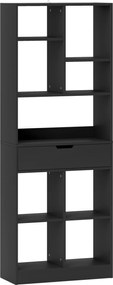 HOMCOM Bibliotecă Modernă din Lemn cu Sertar Central și Kit Antirăsturnare, 60x26x158 cm, Negru | Aosom Romania