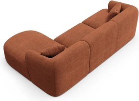 Colțar teracotă cu tapițerie din catifea reiată (cu colț pe partea dreaptă/cu șezlong) Campi – Cosmopolitan Design