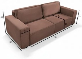 Canapea extensibilă RONDA, 3 locuri, cu spațiu de depozitare, roșie