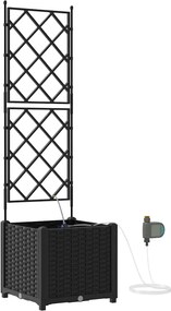 vidaXL Vază pentru Grădină Negru 40 x 40 x 142 cm Oțel