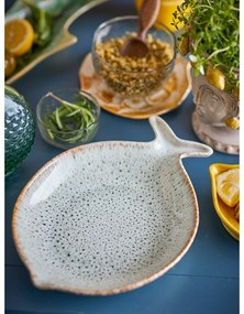 Farfurie albastră/bej pentru servire din gresie Fleur – Bloomingville