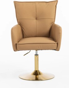 HR250N Scaun Piele Ecologică Premium Soft Culoare Caramel Bază Aurie