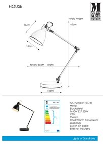Markslöjd 107739 - Lampă de masă HOUSE 1xE27/40W/230V