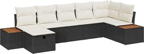 vidaXL Set de canapele pentru grădină cu pernă 8 pcs Negru poliratan