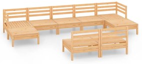 3083354 vidaXL Set mobilier de grădină, 9 piese, lemn masiv de pin