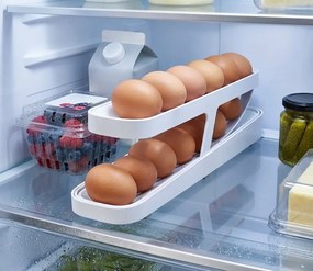 Organizator pliabil pentru ouă pentru frigider - 2 rânduri - alb
