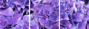 Tablou cu flori violete (cu ceas) (90x30 cm)