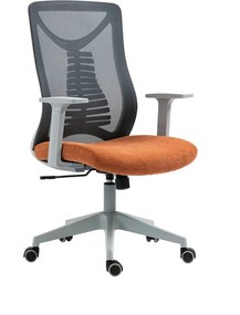 Scaun birou ERGOLEX, negru/portocaliu, stofa/plasa, 58x58x102/112 cm