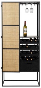 Dulap vinotecă din ratan negru pentru 16 sticle, 80x175 cm Guuji - White Label